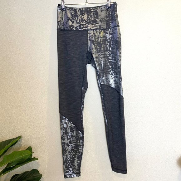Lululemon Wunder Under High Rise Tight Leggings Silver Black Brindle Foil - Picture 6 of 10